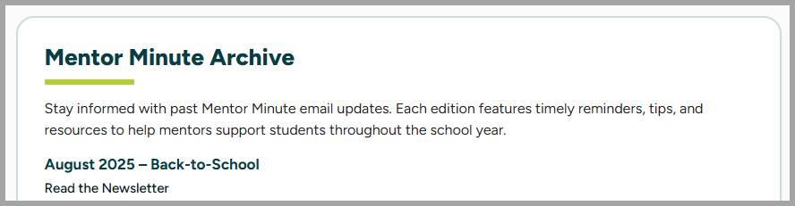 Mentor Minute Archive Image